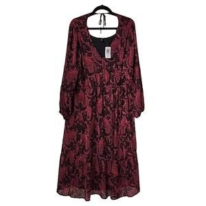 Torrid Tea Length Clip Dot Open Back A Line Dress Paisley Women Plus Size 2X NWT